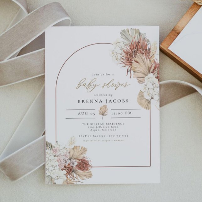 BRENNA Boho Arch Terracotta Palm Baby Shower Invitation (Creator Uploaded)