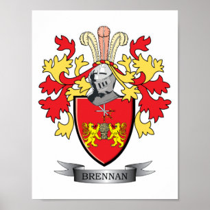 Brennan Family Crest Coat of Arms Poster