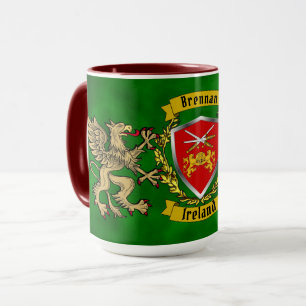 Brennan Irish Shield & Griffins Personalized  Mug