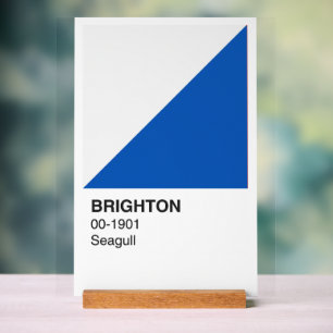Brentford Bee Blue and White - White Background Acrylic Sign
