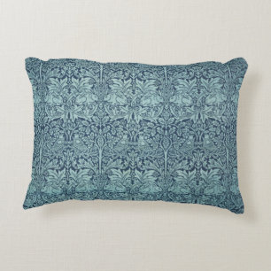 Brer Rabbit by William Morris Blue Textile Pattern Accent Pillow