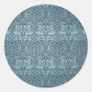Brer Rabbit by William Morris Blue Textile Pattern Classic Round Sticker