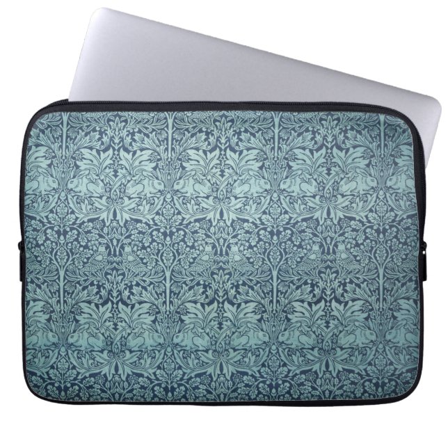 Brer Rabbit by William Morris Blue Textile Pattern Laptop Sleeve (Front)