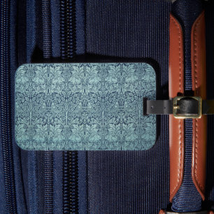 Brer Rabbit by William Morris Blue Textile Pattern Luggage Tag
