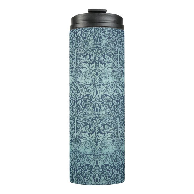 Brer Rabbit by William Morris Blue Textile Pattern Thermal Tumbler (Front)