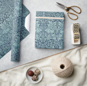 Brer Rabbit by William Morris Blue Textile Pattern Wrapping Paper