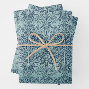 Brer Rabbit by William Morris Blue Textile Pattern Wrapping Paper Sheet