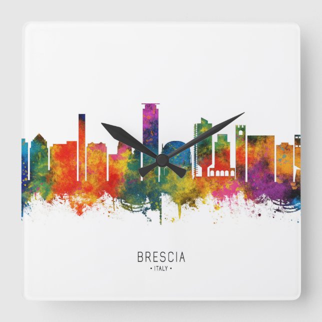 Brescia Italy Skyline Square Wall Clock (Front)