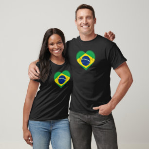 Brésil Drapeau couleurs Coeur T-shirt