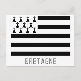Bretagne flag with name postcard