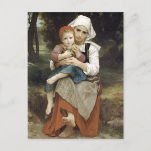 Breton Brother and Sister by Bouguereau Postcard