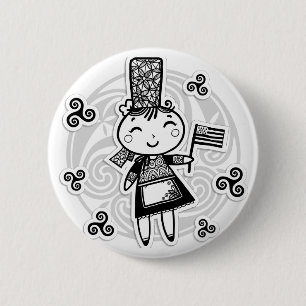 Breton girl 2 inch round button