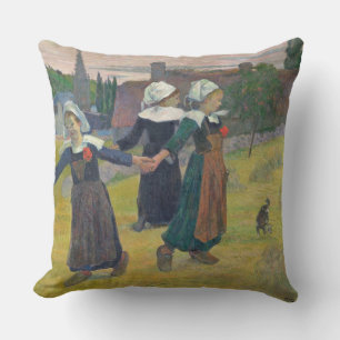 Breton Girls Dancing, Pont-Aven, 1888 Throw Pillow