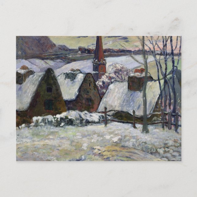 Breton village under snow, 1894 postcard (Front)