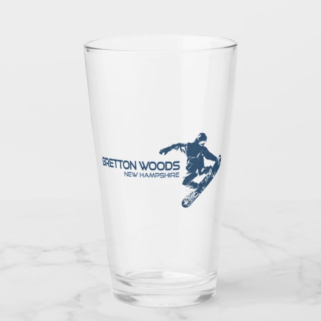 Bretton Woods New Hampshire Snowboarder Glass (Front)