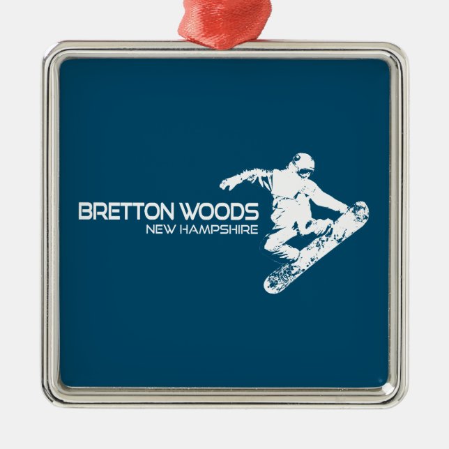 Bretton Woods New Hampshire Snowboarder Metal Ornament (Front)