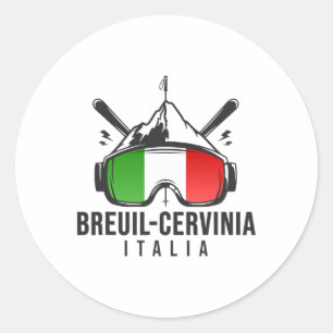 Breuil-cervinia Ski Resort Retro Skiing  Classic Round Sticker