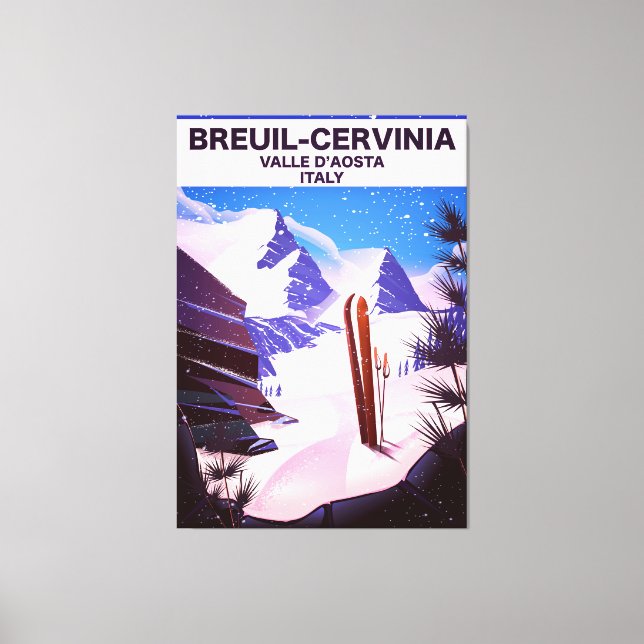 Breuil-Cervinia,Valle d’Aosta, italy,ski poster Canvas Print (Front)