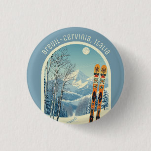 Breuil Cervinia Valtournenche italy ski Magnet 1 Inch Round Button