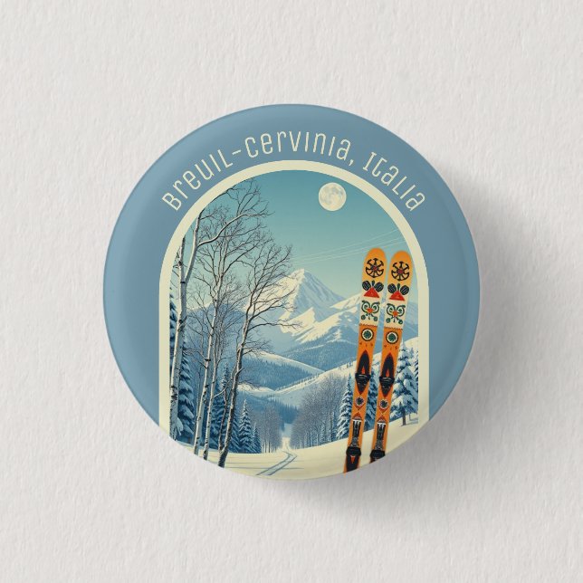 Breuil Cervinia Valtournenche italy ski Magnet 1 Inch Round Button (Front)