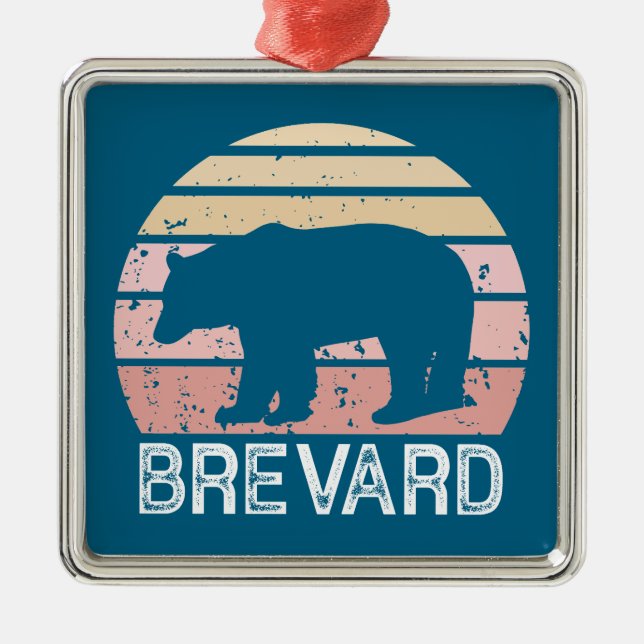 Brevard North Carolina Retro Bear Metal Ornament (Front)