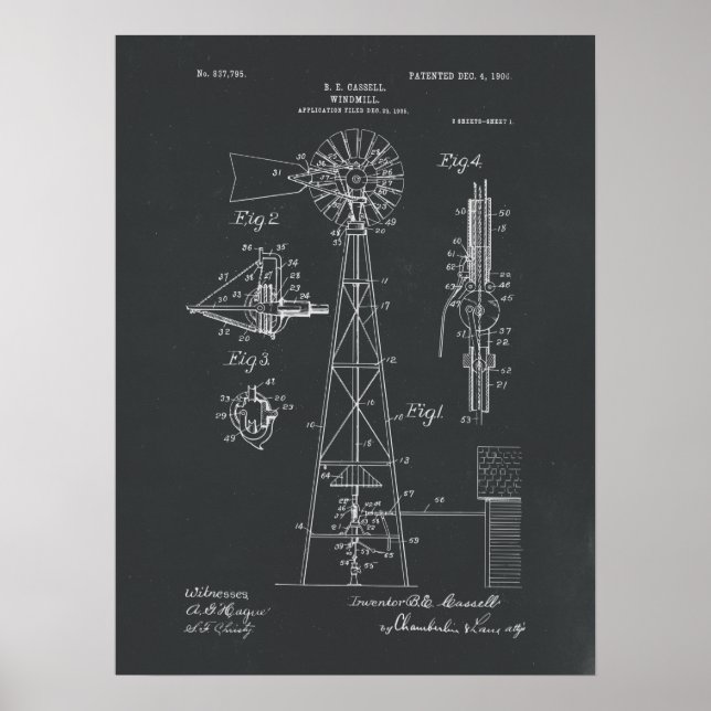 Brevet de moulin à vent Impression sur tableau de  (Devant)