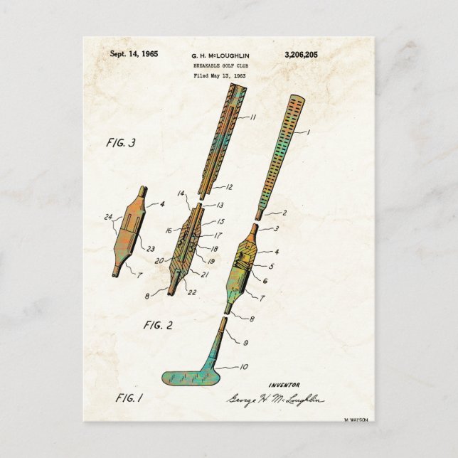 BREVET SE PLIANT de CLUB de GOLF - cartes postales (Devant)