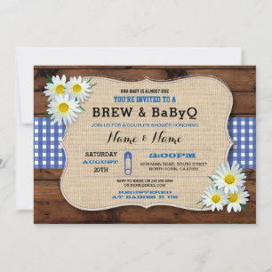Brew and BABYQ Baby Shower Blue Sunflower Invite