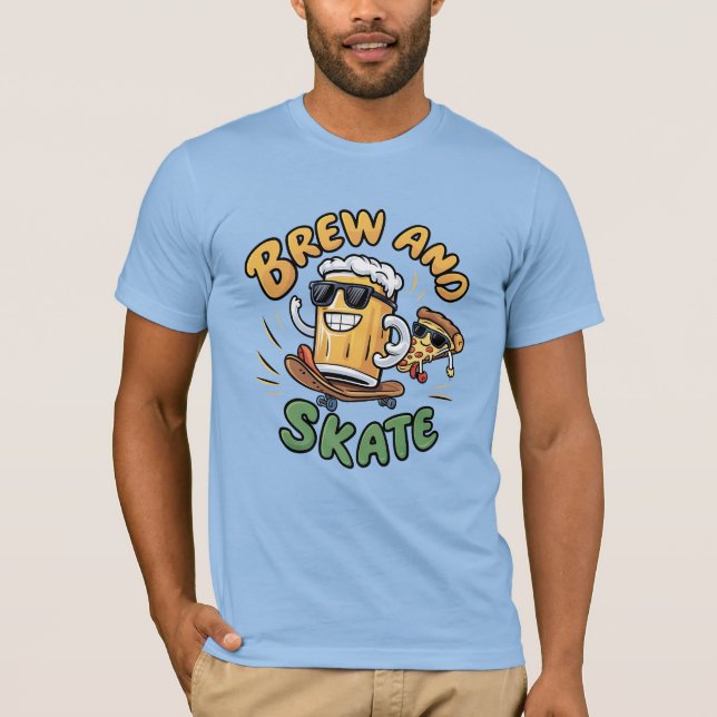 Brew and Skate Funny T-Shirt (Front)