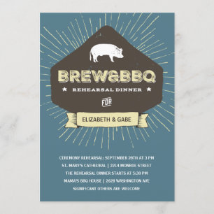 Brew & BBQ   Rustic Rehearsal Dinner Invitation