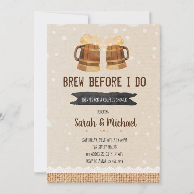 Brew before I do party invitation (Front)