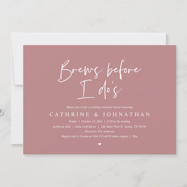 Brew before I do's, Wedding Rehearsal Dinner Invitation (Front)