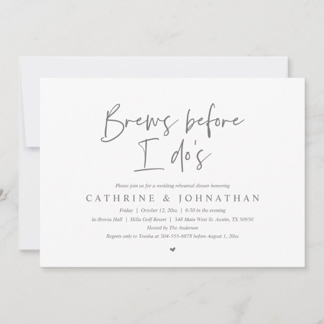 Brew before I do's, Wedding Rehearsal Dinner Invitation (Front)