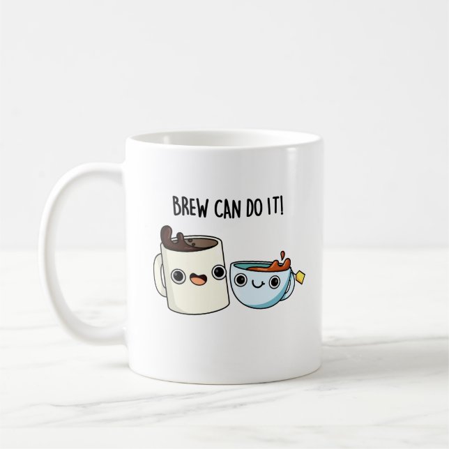 Brew Can Do It Funny Coffee Tea Pun Coffee Mug (Left)
