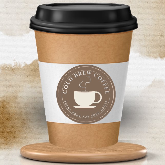 Brew coffee brown Personalized Branding  Classic Round Sticker (Creator Uploaded)