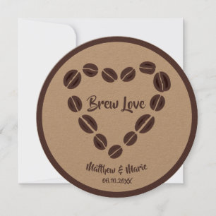 Brew Love Coffee Bean Heart Faire-part de mariage