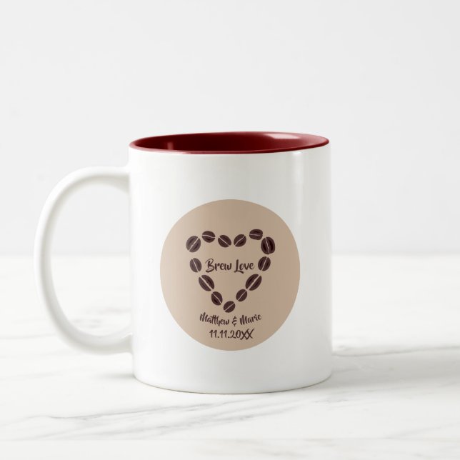 Brew Love Coffee Bean Heart Two-Tone Coffee Mug (Left)