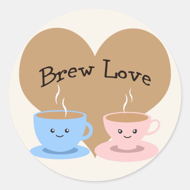 Brew Love! Coffee Mugs Classic Round Sticker (Front)