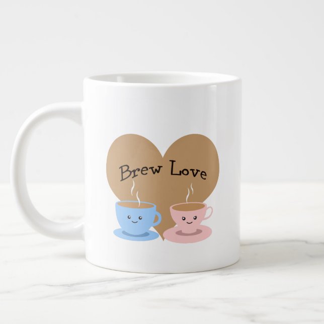 Brew Love!  Large Coffee Mug (Left)