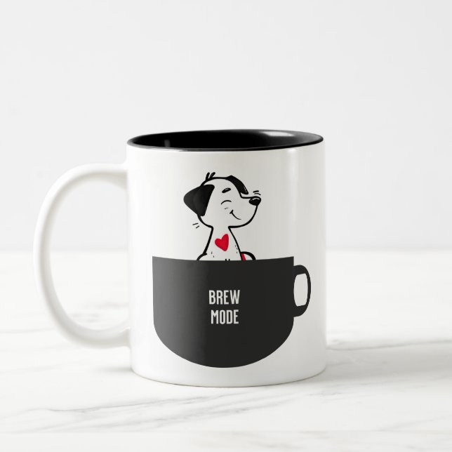 Brew Mode Coffee Dog Two-Tone Coffee Mug (Left)