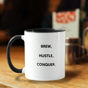 BREW, POIDS, CONQUER motivation typographie Mug