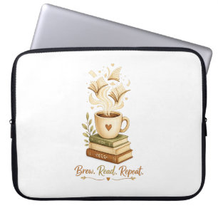 Brew. Read. Repeat. Cozy Coffee & Book Lover Laptop Sleeve