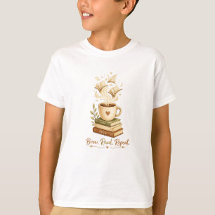 Brew. Read. Repeat. Cozy Coffee & Book Lover T-Shirt