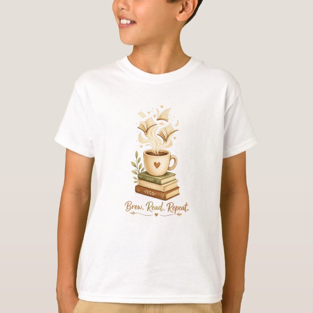 Brew. Read. Repeat. | Cozy Coffee & Book Lover  T-Shirt (Front)