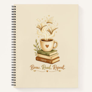 Brew. Read. Repeat. Cozy Coffee & Book notebook