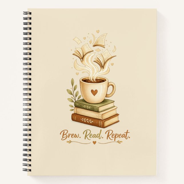 Brew. Read. Repeat. | Cozy Coffee & Book notebook (Front)