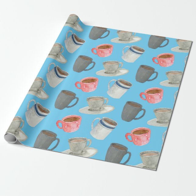 Brew-tiful Cups of Coffee Wrapping Paper (Unrolled)