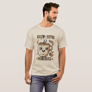 Brew-tiful Mornings: Kawaii Coffee Delight T-Shirt