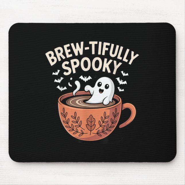 Brew-tifully Haunted Ghostly Coffee Halloween  Mouse Pad (Front)