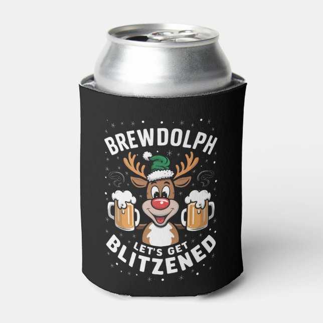 Brewdolph Let's Get Blitzened Christmas Reindeer B Can Cooler (Can Front)